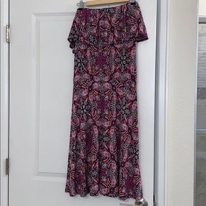 Mid length off shoulder paisley print dress